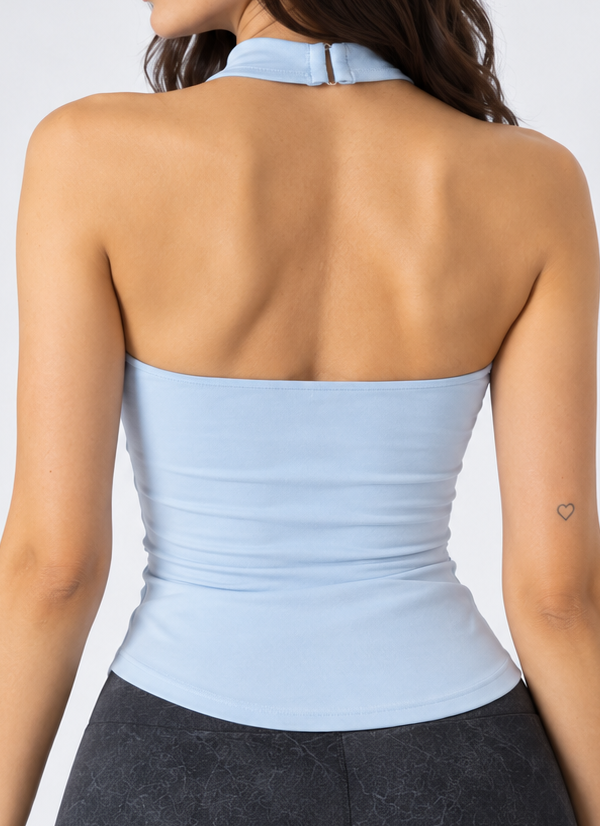 Cut-Out Shoulder Top – Baby Blue